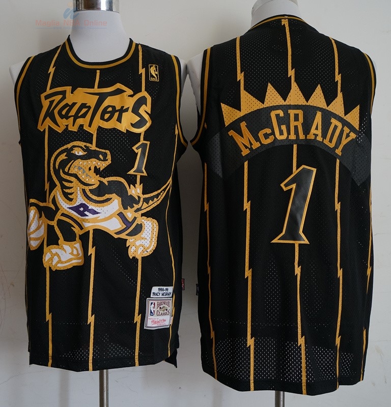 Acquista Maglia NBA Toronto Raptors #1 Tracy McGrady Retro Oro Nero 1998-99