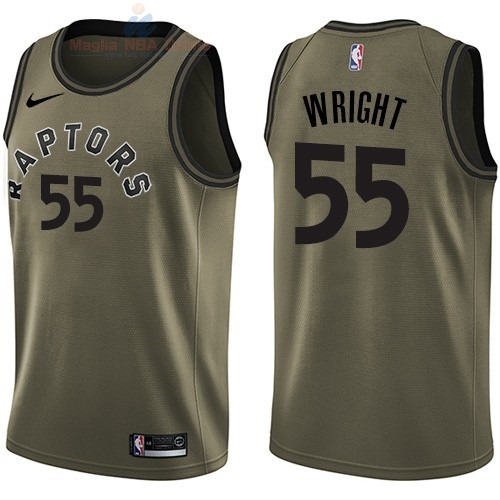 Acquista Maglia NBA Toronto Raptors Servizio Di Saluto #55 Delon Wright Nike Army Green 2018