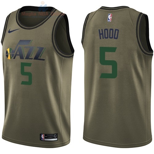 Acquista Maglia NBA Utah Jazz Servizio Di Saluto #5 Rodney Hood Nike Army Green 2018