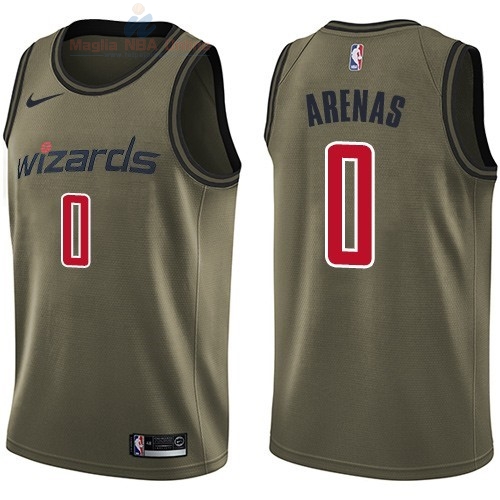 Acquista Maglia NBA Washington Wizards Servizio Di Saluto #0 Gilbert Arenas Nike Army Green 2018