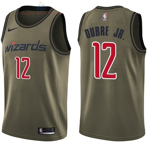 Acquista Maglia NBA Washington Wizards Servizio Di Saluto #12 Kelly Oubre Jr Nike Army Green 2018