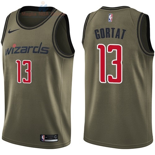 Acquista Maglia NBA Washington Wizards Servizio Di Saluto #13 Marcin Gortat Nike Army Green 2018