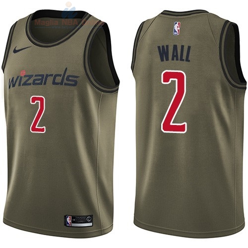 Acquista Maglia NBA Washington Wizards Servizio Di Saluto #2 John Wall Nike Army Green 2018
