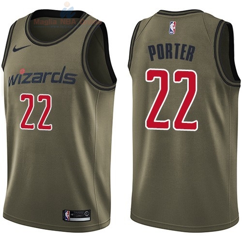 Acquista Maglia NBA Washington Wizards Servizio Di Saluto #22 Otto Porter Nike Army Green 2018