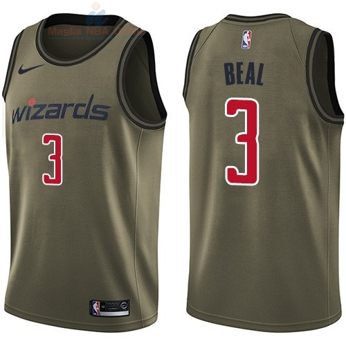 Acquista Maglia NBA Washington Wizards Servizio Di Saluto #3 Bradley Beal Nike Army Green 2018