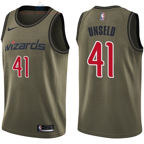 Acquista Maglia NBA Washington Wizards Servizio Di Saluto #41 Wes Unseld Nike Army Green 2018