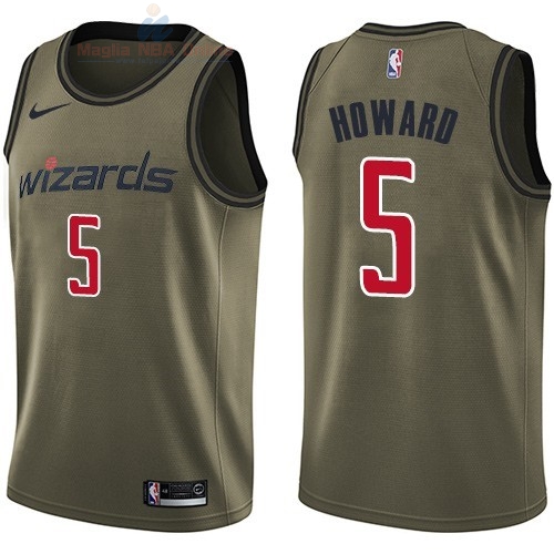 Acquista Maglia NBA Washington Wizards Servizio Di Saluto #5 Juwan Howard Nike Army Green 2018