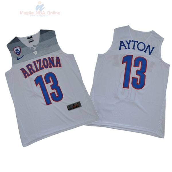 Acquista Maglia NCAA Arizona #13 Deandre Ayton Nike Bianco