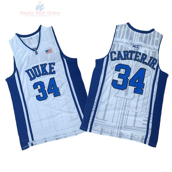 Acquista Maglia NCAA Duke #34 Wendell Carter Jr Bianco