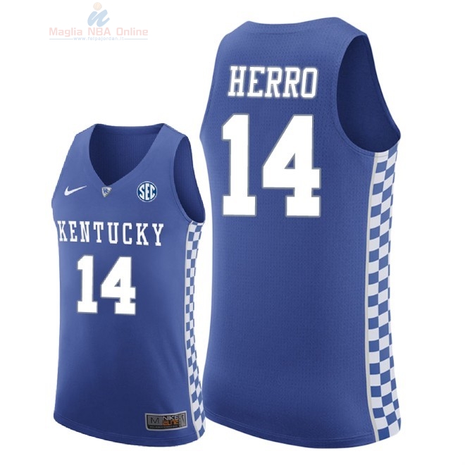 Acquista Maglia NCAA Kentucky #14 Tyler Herro Blu