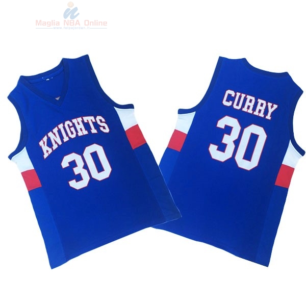 Acquista Maglia NCAA Knight High School #30 Curry Blu