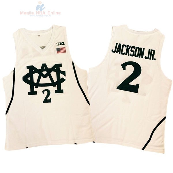 Acquista Maglia NCAA Michigan #2 Jaren Jackson Jr Bianco