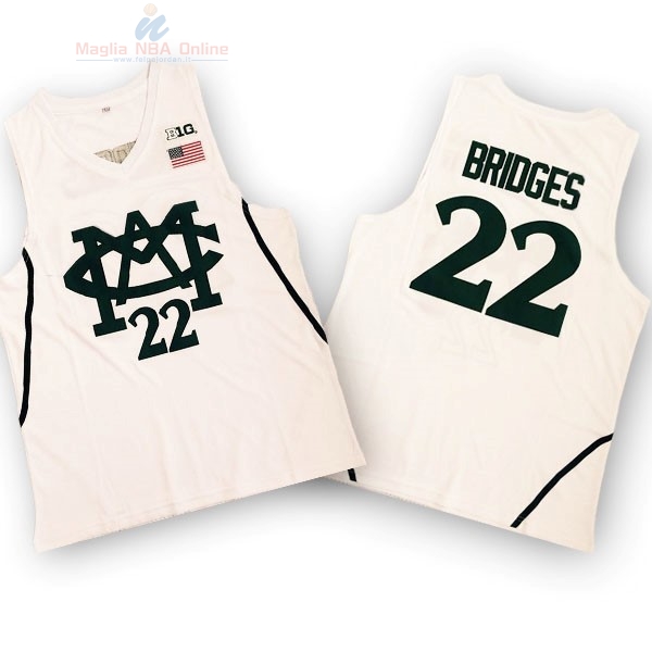 Acquista Maglia NCAA Michigan #22 Miles Bridges Bianco