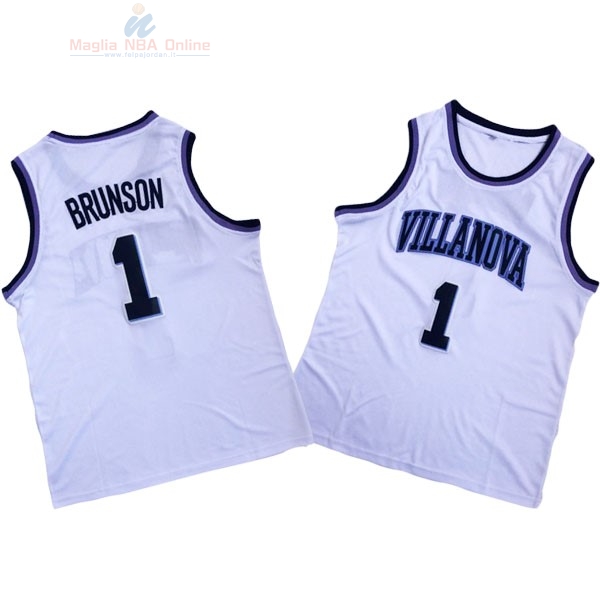 Acquista Maglia NCAA Villanova Wildcats #1 Jalen Brunson Bianco