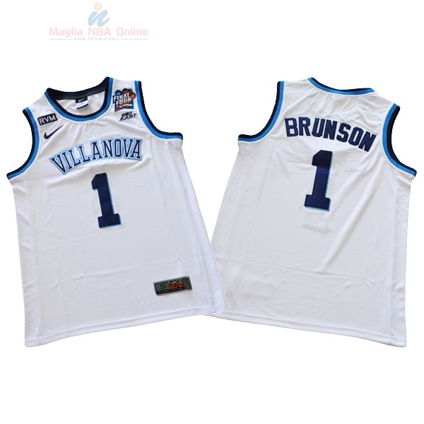 Acquista Maglia NCAA Villanova Wildcats #1 Jalen Brunson Nike Bianco