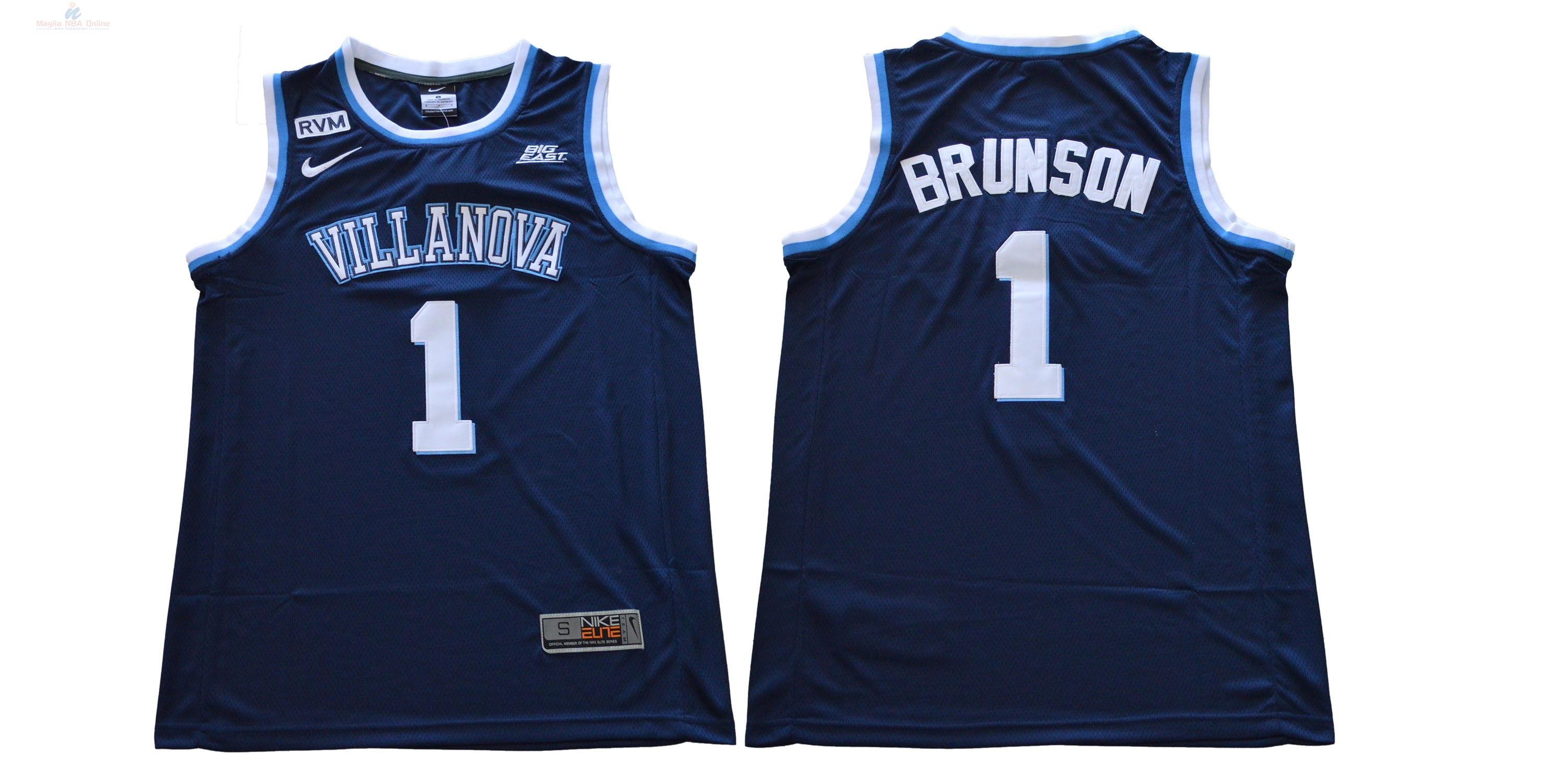 Acquista Maglia NCAA Villanova Wildcats #1 Jalen Brunson Nike Blu