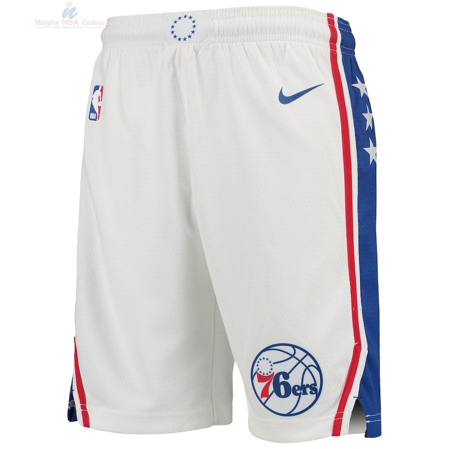 Acquista Pantaloni Basket Bambino Philadelphia Sixers Nike Bianco 2018