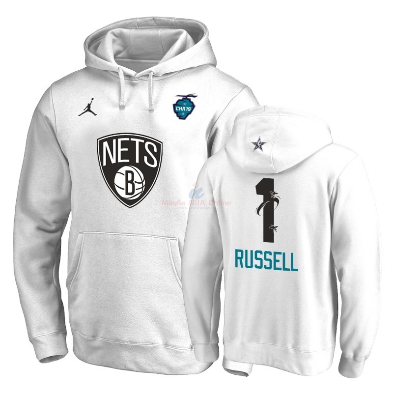 Acquista Felpe Con Cappuccio NBA 2019 All Star Brooklyn Nets #1 D'Angelo Russell Bianco