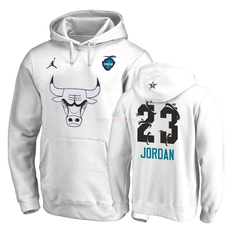 Acquista Felpe Con Cappuccio NBA 2019 All Star Chicago Bulls #23 Michael Jordan Bianco