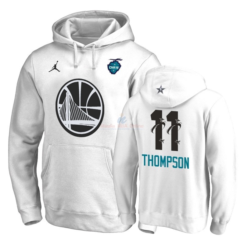 Acquista Felpe Con Cappuccio NBA 2019 All Star Golden State Warriors #11 Klay Thompson Bianco