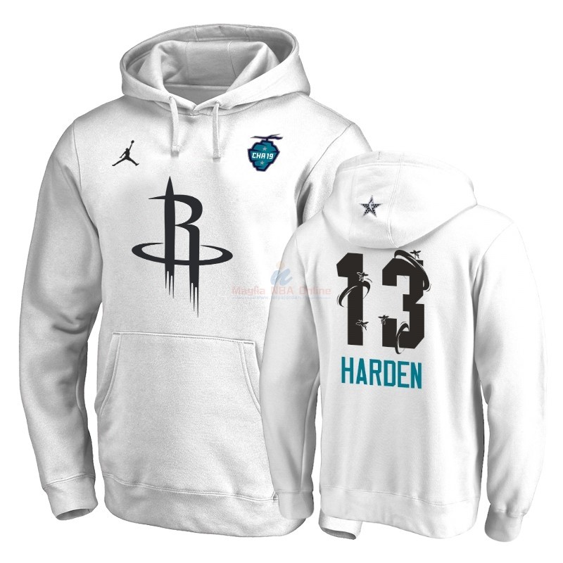 Acquista Felpe Con Cappuccio NBA 2019 All Star Houston Rockets #13 James Harden Bianco