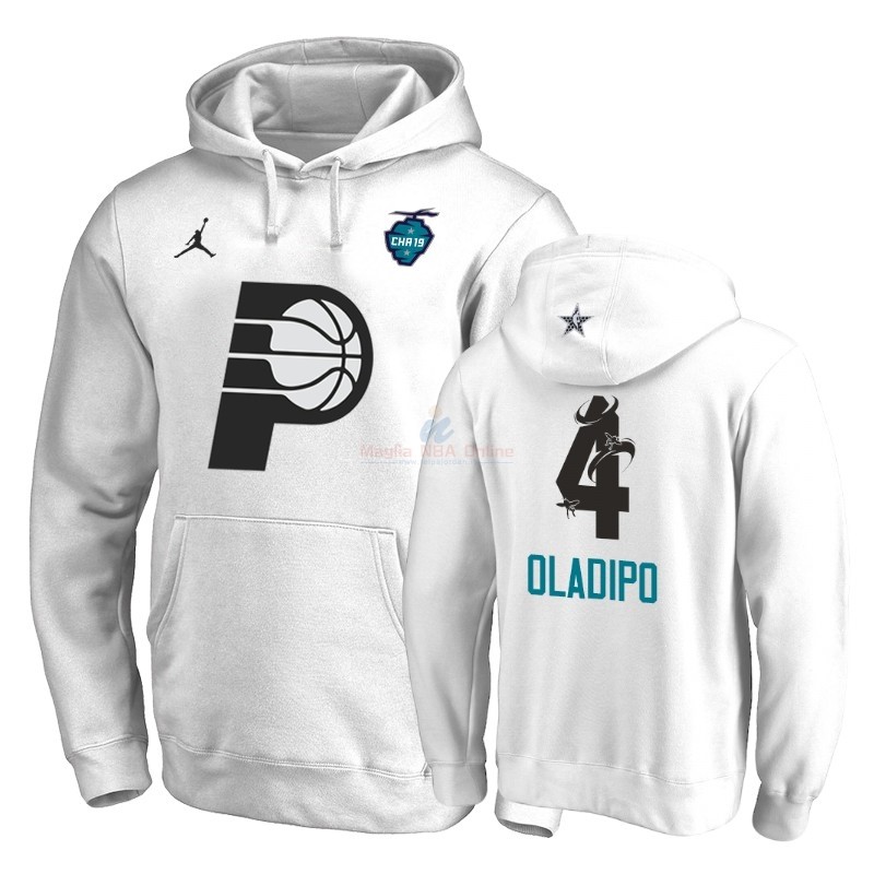 Acquista Felpe Con Cappuccio NBA 2019 All Star Indiana Pacers #4 Victor Oladipo Bianco