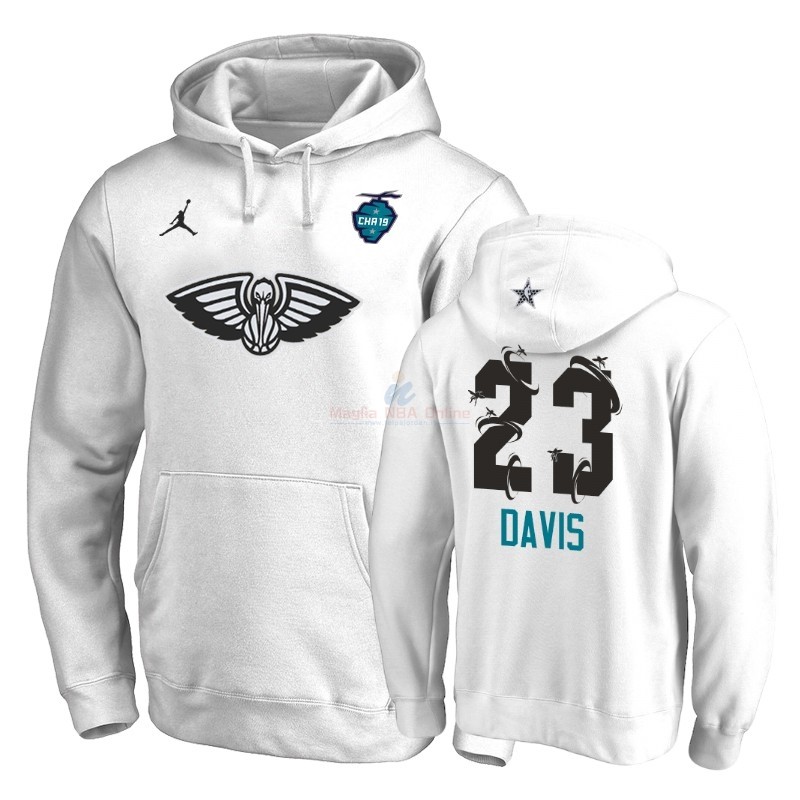 Acquista Felpe Con Cappuccio NBA 2019 All Star New Orleans Pelicans #23 Anthony Davis Bianco