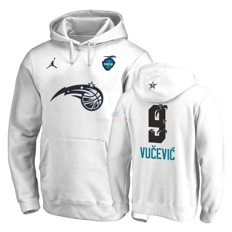 Acquista Felpe Con Cappuccio NBA 2019 All Star Orlando Magic #9 Nikola Vucevic Bianco