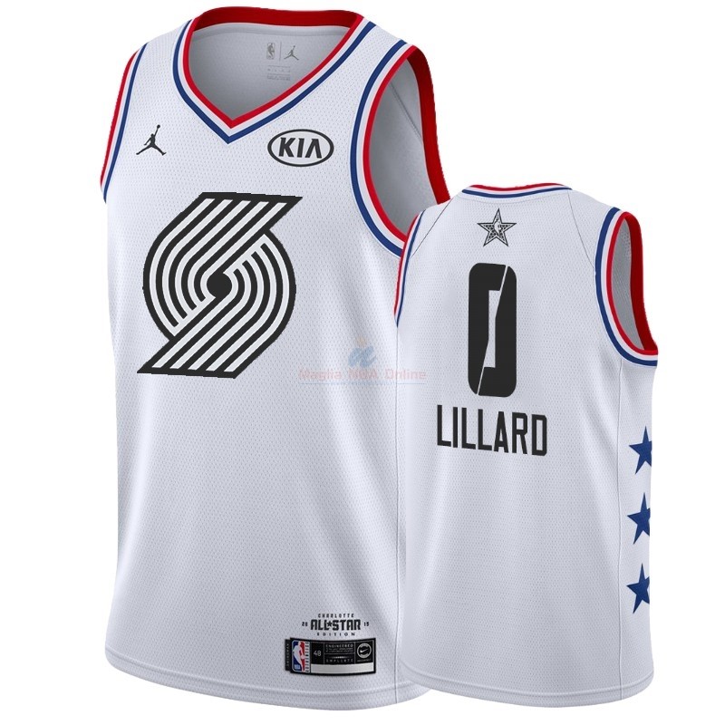 Acquista Maglia NBA 2019 All Star #0 Damian Lillard Bianco