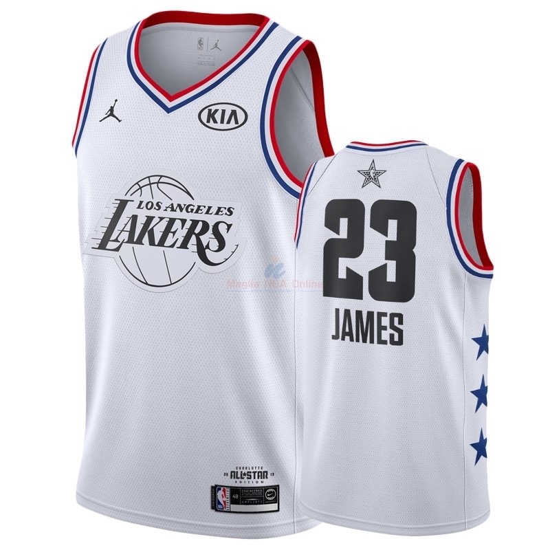 Acquista Maglia NBA 2019 All Star #23 LeBron James Bianco