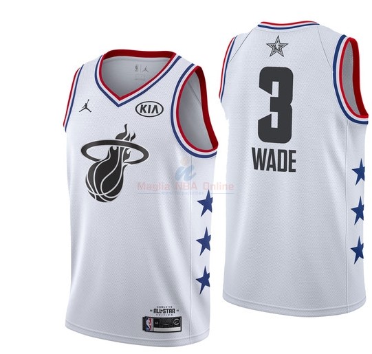 Acquista Maglia NBA 2019 All Star #3 Dwyane Wade Bianco