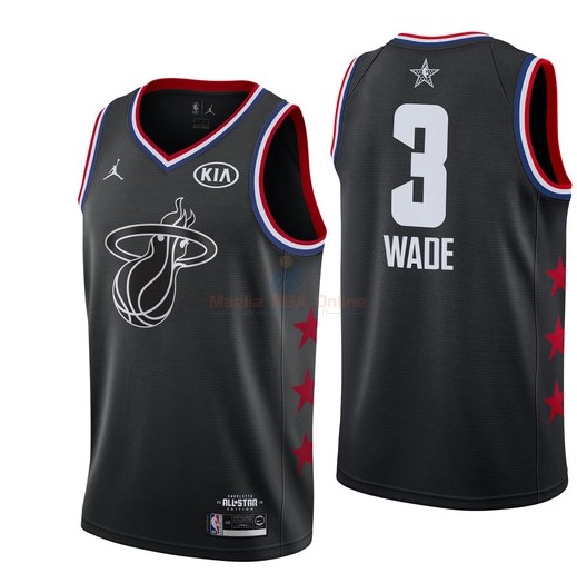 Acquista Maglia NBA 2019 All Star #3 Dwyane Wade Nero