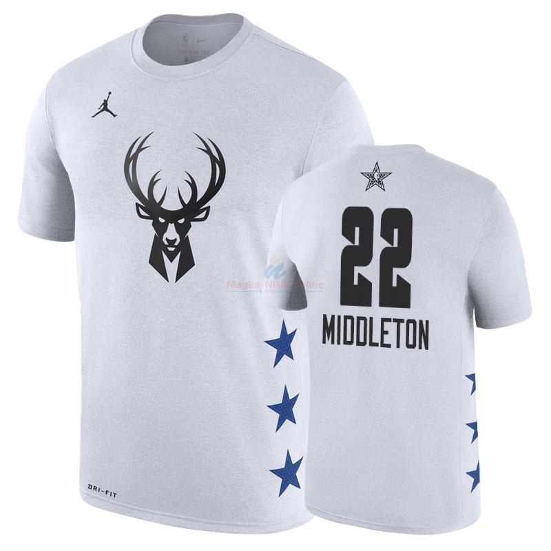 Acquista Maglia NBA 2019 All Star Game Manica corta #22 Khris Middleton Bianco