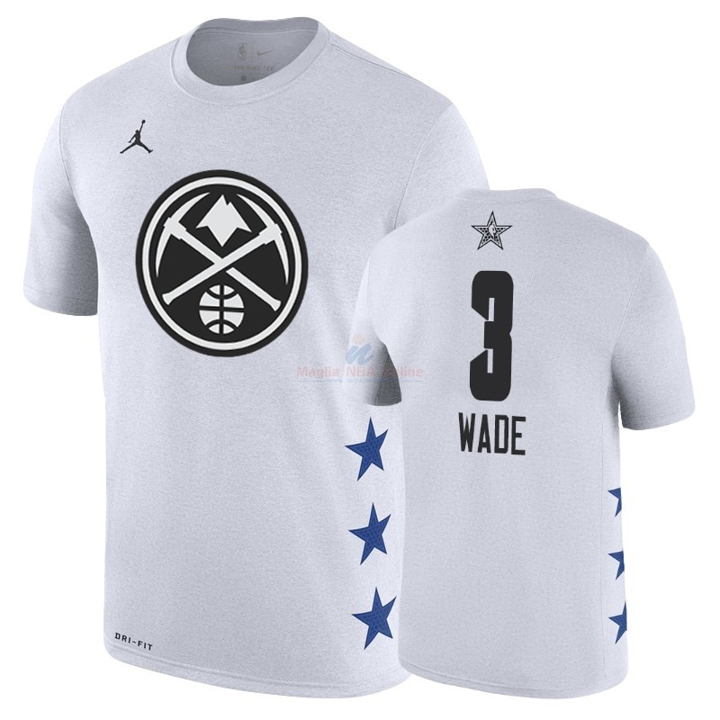 Acquista Maglia NBA 2019 All Star Game Manica corta #3 Dwyane Wade Bianco