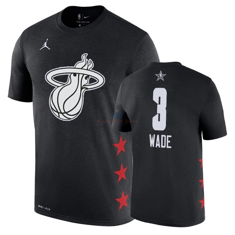 Acquista Maglia NBA 2019 All Star Game Manica corta #3 Dwyane Wade Nero