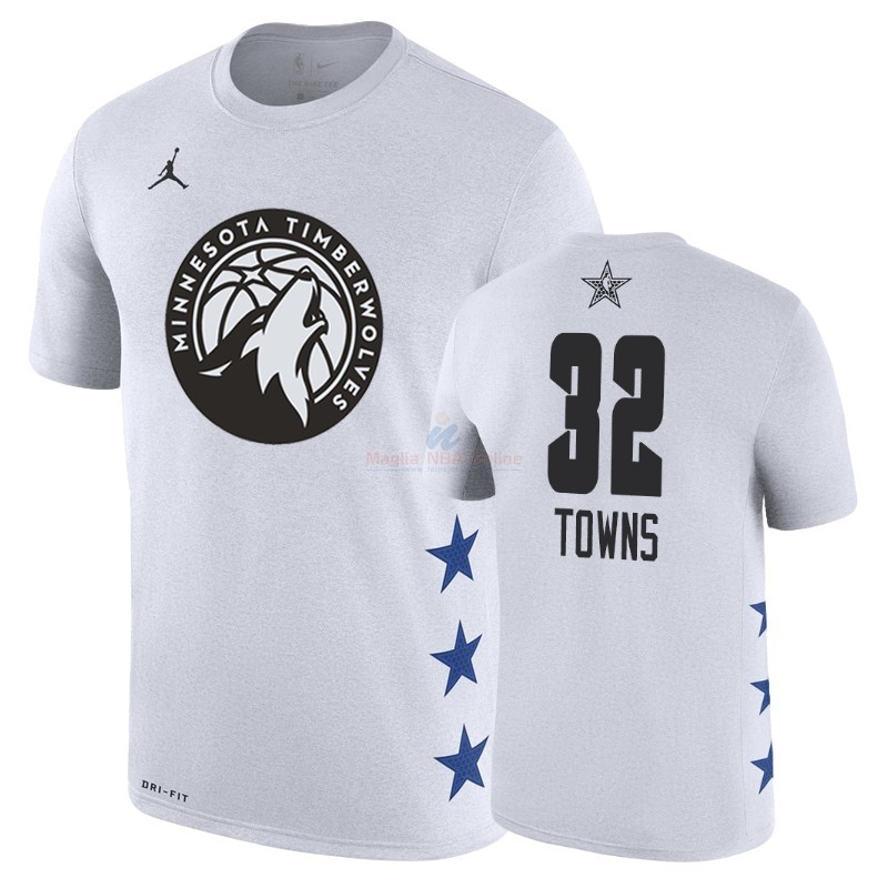 Acquista Maglia NBA 2019 All Star Game Manica corta #32 Karl Anthony Towns Bianco