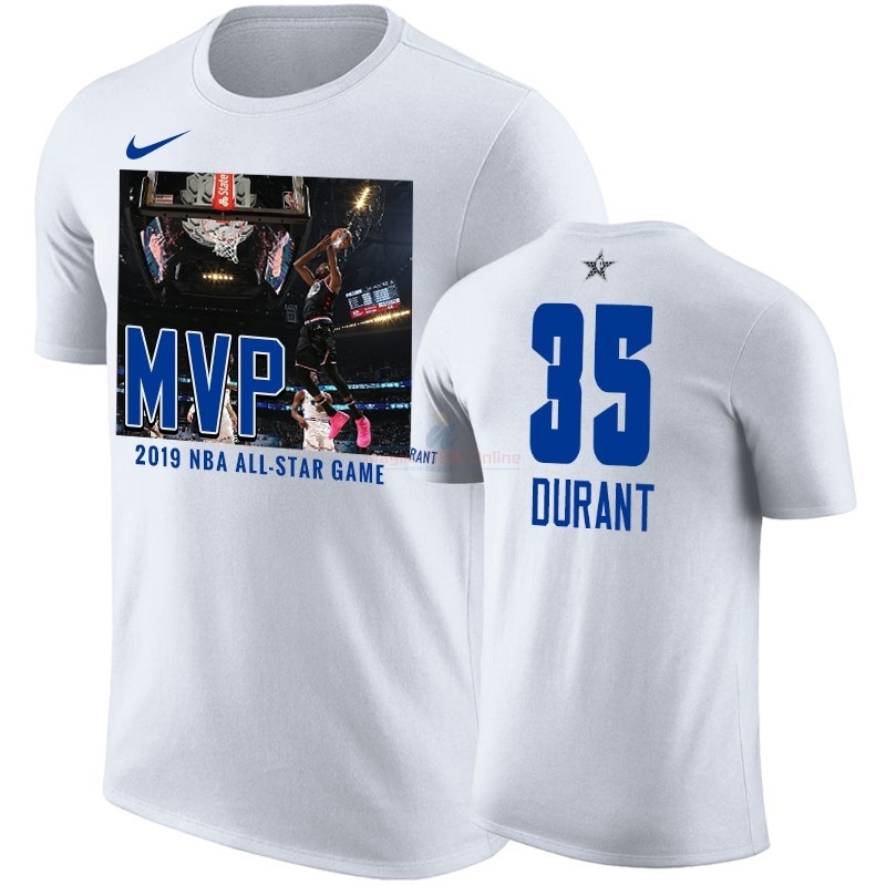 Acquista Maglia NBA 2019 All Star MVP Manica corta #35 Kevin Durant Bianco