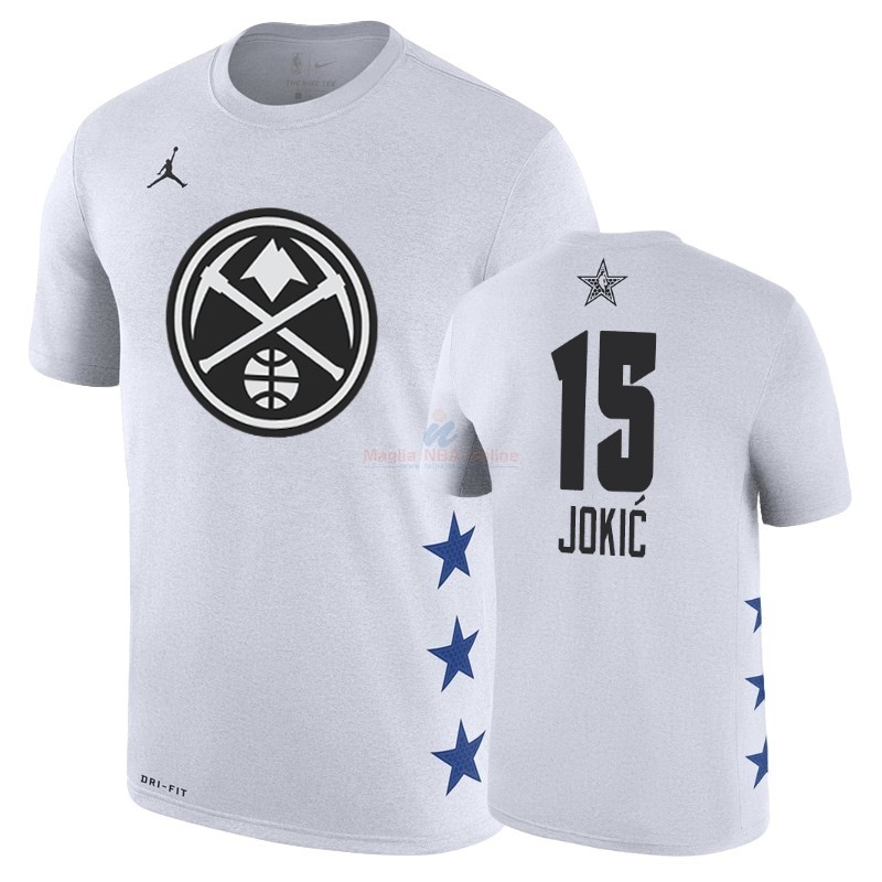 Acquista Maglia NBA 2019 All Star Manica corta #15 Nikola Jokic Bianco