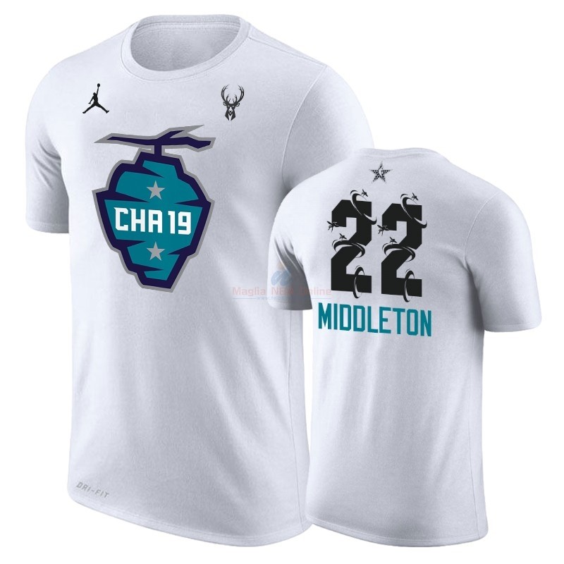 Acquista Maglia NBA 2019 All Star Manica corta #22 Khris Middleton Bianco