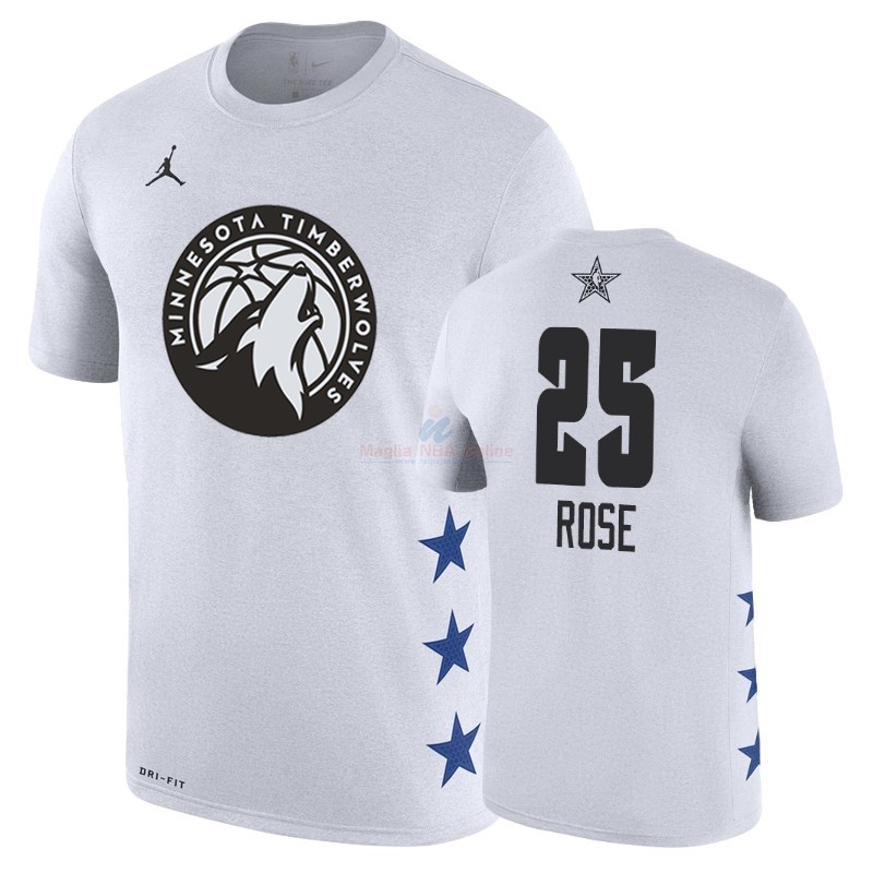 Acquista Maglia NBA 2019 All Star Manica corta #25 Derrick Rose Bianco