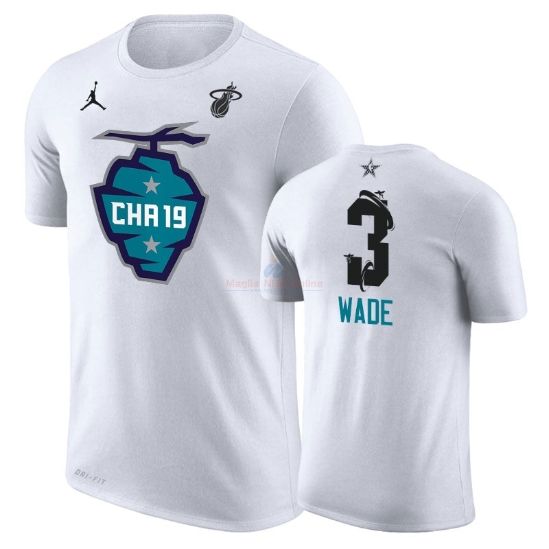 Acquista Maglia NBA 2019 All Star Manica corta #3 Dwyane Wade Bianco