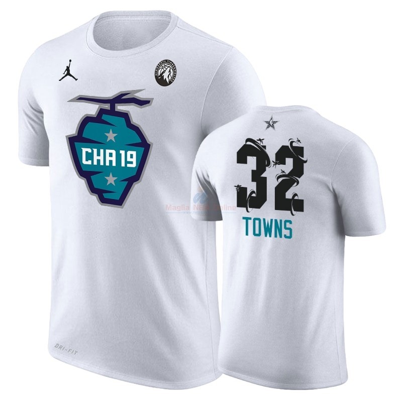 Acquista Maglia NBA 2019 All Star Manica corta #32 Karl Anthony Towns Bianco