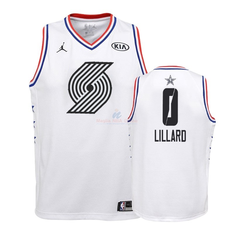 Acquista Maglia NBA Bambino 2019 All Star #0 Damian Lillard Bianco