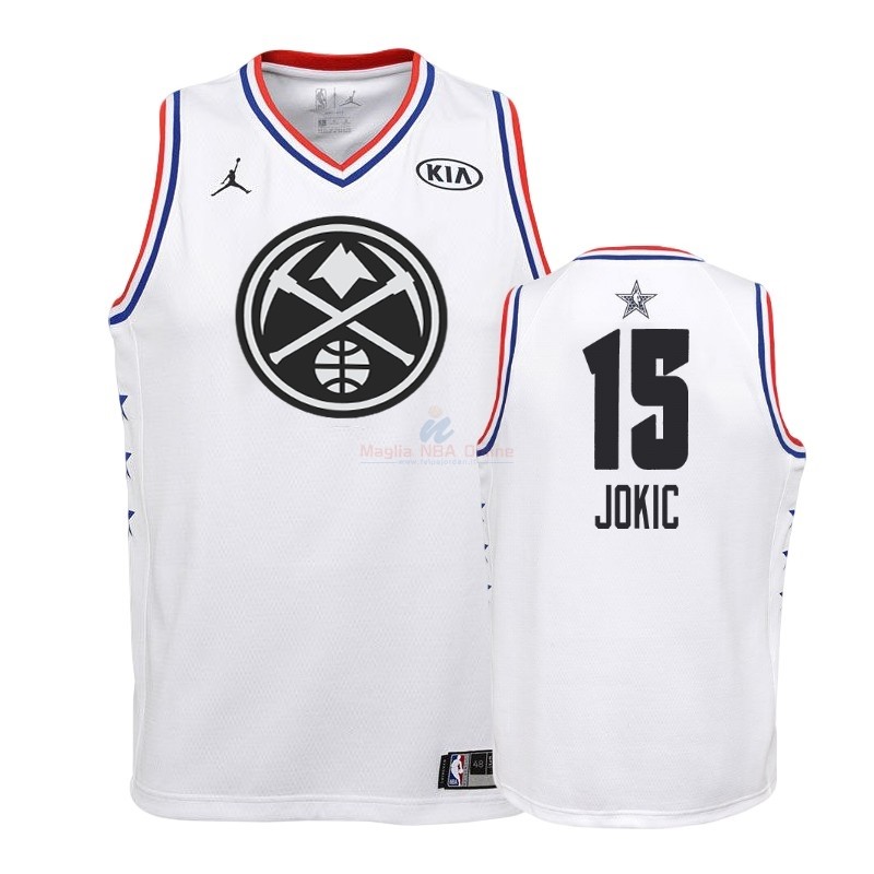 Acquista Maglia NBA Bambino 2019 All Star #15 Nikola Jokic Bianco