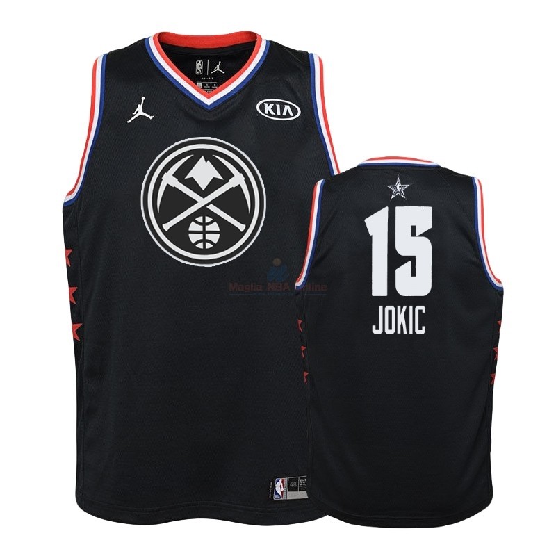 Acquista Maglia NBA Bambino 2019 All Star #15 Nikola Jokic Nero