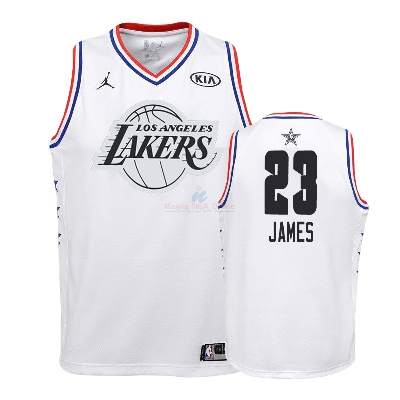 Acquista Maglia NBA Bambino 2019 All Star #23 LeBron James Bianco