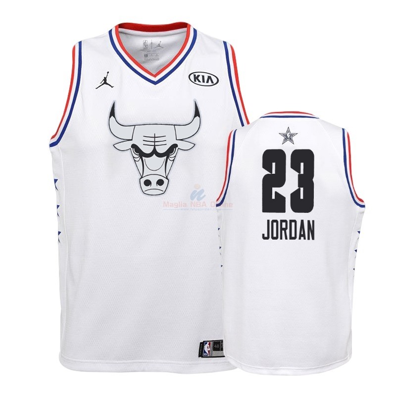 Acquista Maglia NBA Bambino 2019 All Star #23 Michael Jordan Bianco