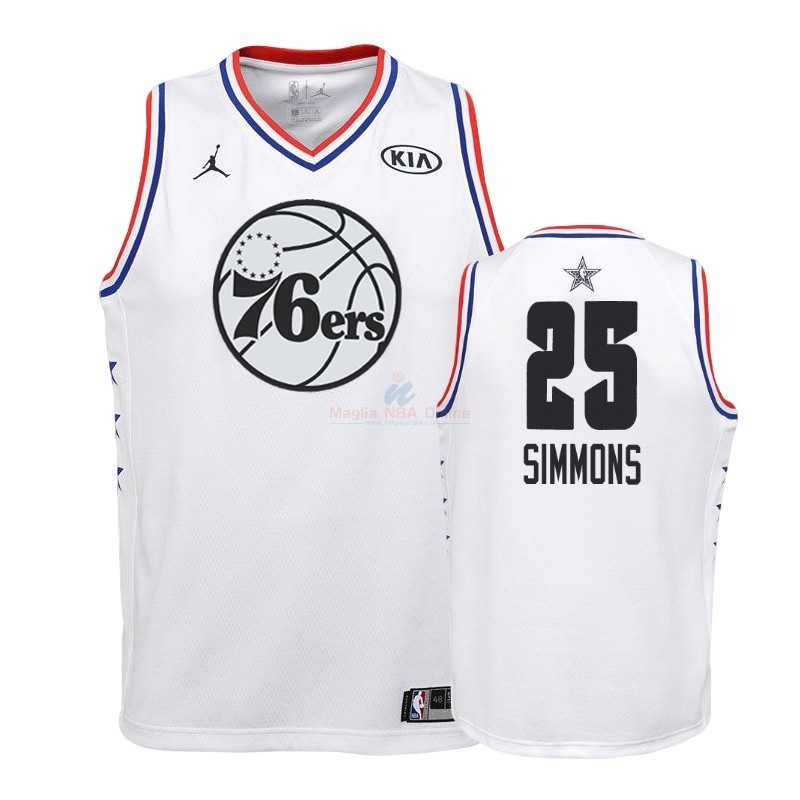 Acquista Maglia NBA Bambino 2019 All Star #25 Ben Simmons Bianco