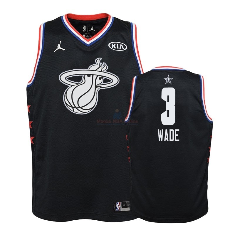 Acquista Maglia NBA Bambino 2019 All Star #3 Dwyane Wade Nero