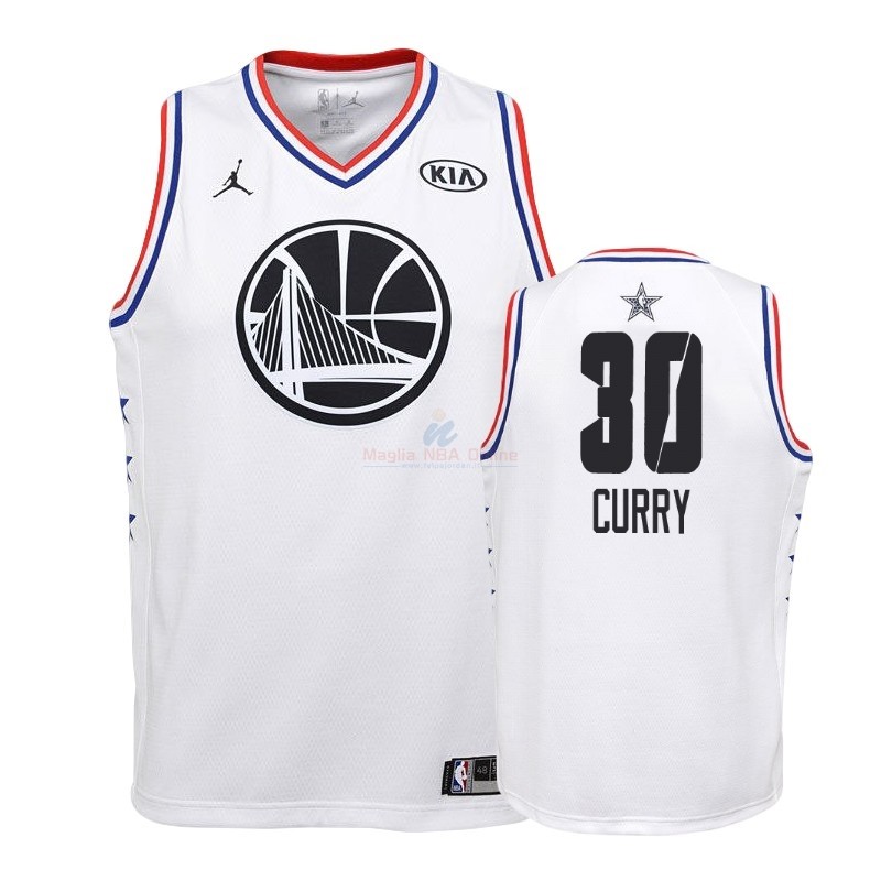 Acquista Maglia NBA Bambino 2019 All Star #30 Stephen Curry Bianco